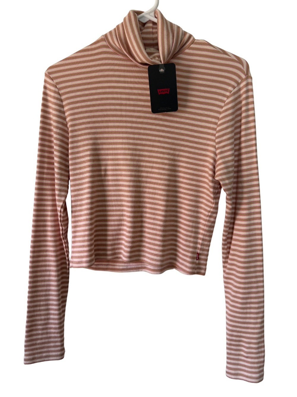 Levi's Women's Pink Striped Turtleneck Long-Sleeve Top